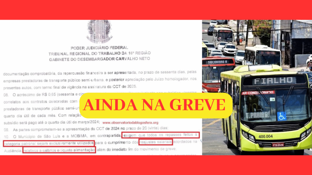 SET diz que Município não paga subsídio e lembra decisão do TRT-MA que obriga circulação de 80% da frota na greve