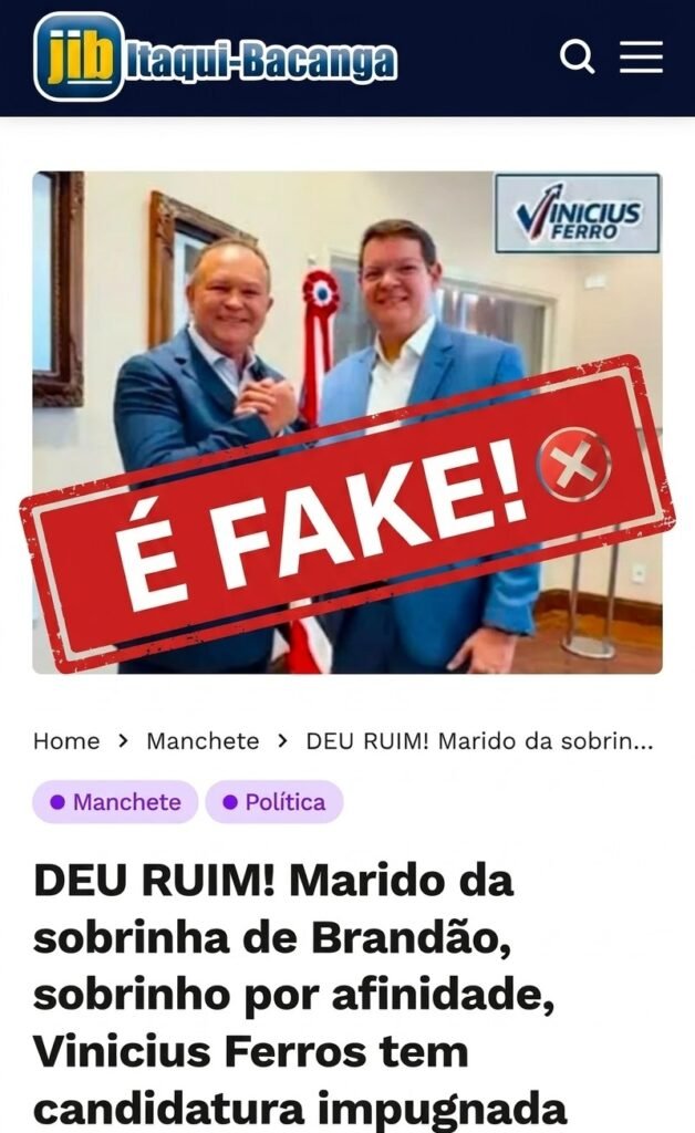 É FAKE: Candidatura de Vinicius Ferro a deputado federal segue regular e sem impedimento legal MPE manifesta pelo deferimento da candidatura É FAKE: Candidatura de Vinicius Ferro a deputado federal segue regular e sem impedimento legal MPE manifesta pelo deferimento da candidatura