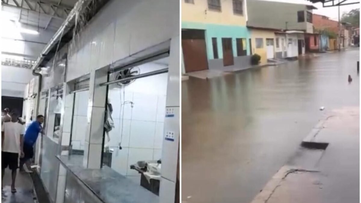 Imagem de alagamento na feira da Cohab